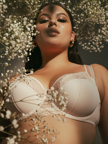 2163 Maxi reggiseno semi-morbido Ava Powder Pink - Reggiseno semi-imbottito per seni grandi con pizzo