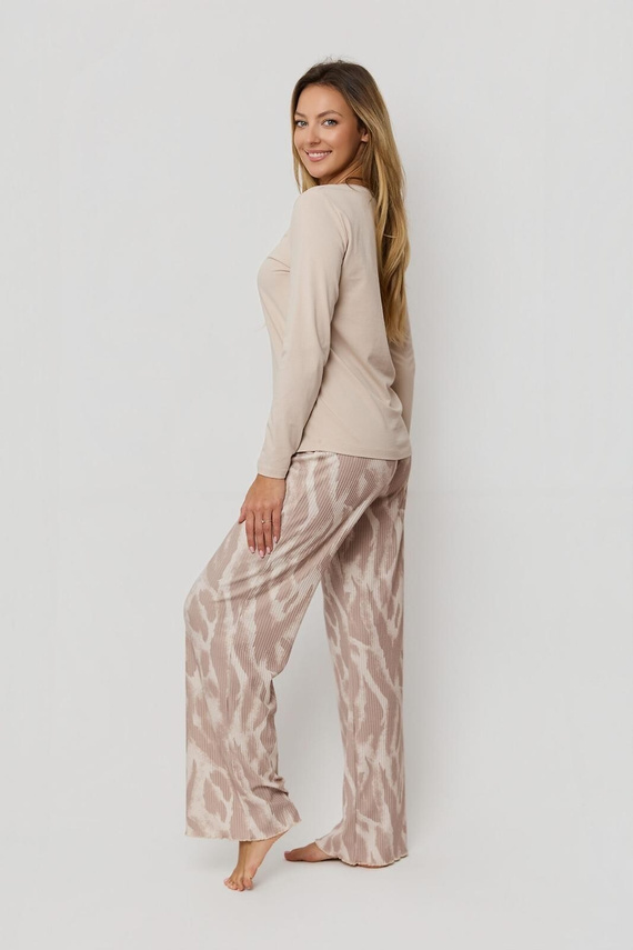 Mefemi Noelia PW85 Pigiama in cotone cappuccino, pantaloni a fantasia, set da donna