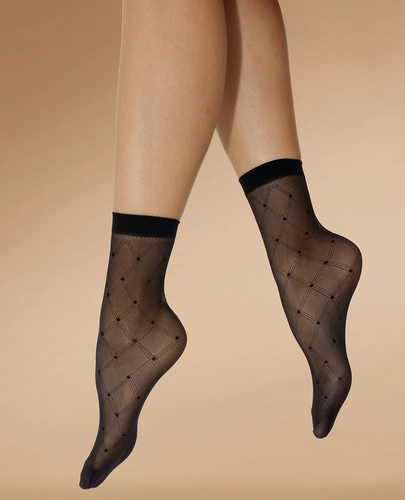 Calzini donna Knittex Hold 20 den – calzini con motivo geometrico nero