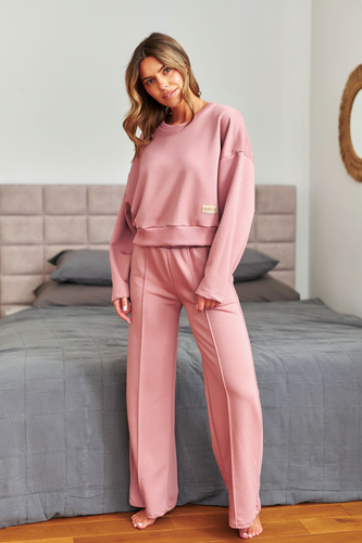 7360 Doctor Nap - Tuta donna in cotone con pantaloni larghi | Manifattura polacca - Rosa blush