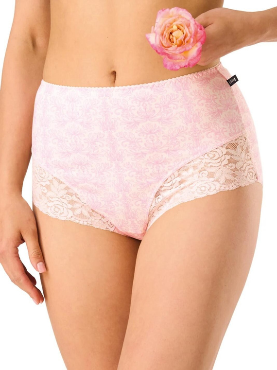 Slip donna LPF 585 rosa-lilla maxi bikini, 95% cotone, elastan, dettaglio in pizzo