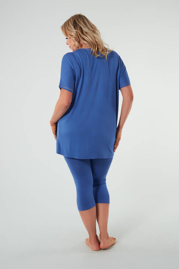 Pigiama Natura Donna manica corta, pantaloni 3/4 Moda Italiana - blu