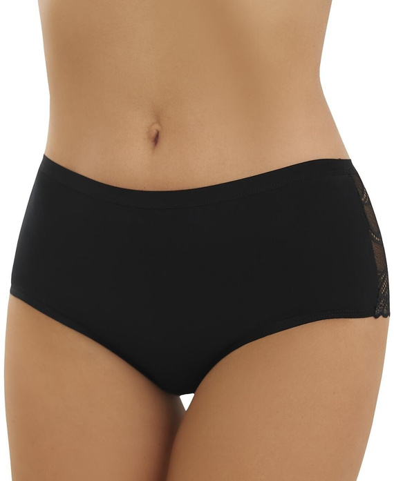Figi Lori Emili slip donna alti in cotone neri con retro in pizzo