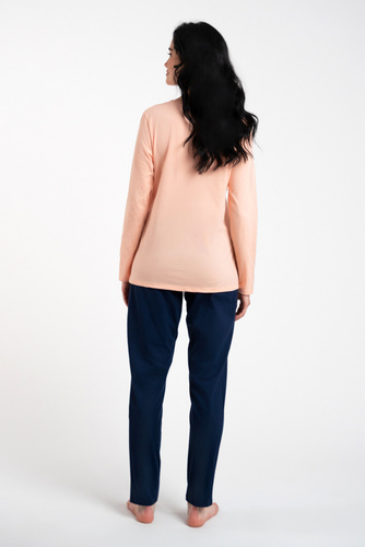 Arietta Pigiama e pantaloni a maniche lunghe da donna Italian Fashion - salmone