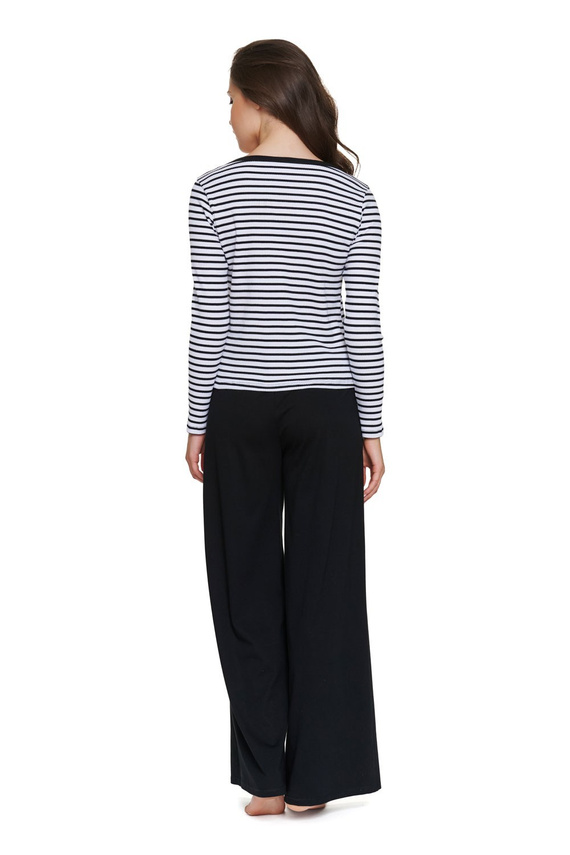 Pigiama donna Doctor Nap 7538 in cotone, lunga, a righe bianco-nero