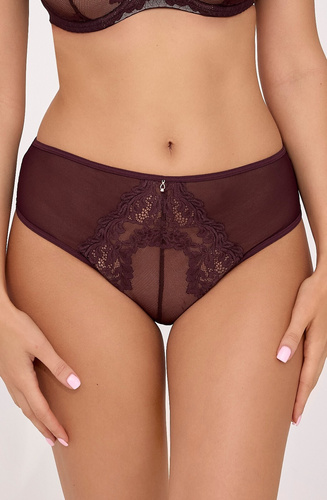 Slip brasiliano Ava 2233/B Chocolate Brown in pizzo traforato