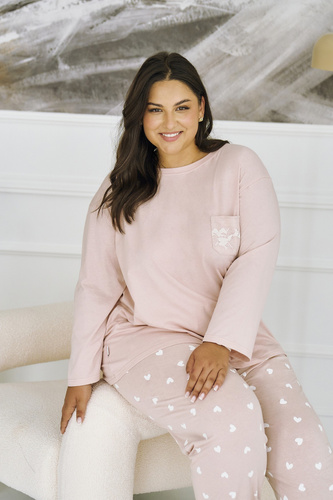 Nori 3468 Taro pigiama donna rosa cotone manica 7/8 confortevole