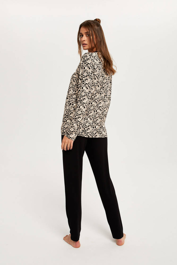 Abisynia Pigiama donna manica lunga, pantaloni lunghi Moda italiana - stampa/nero