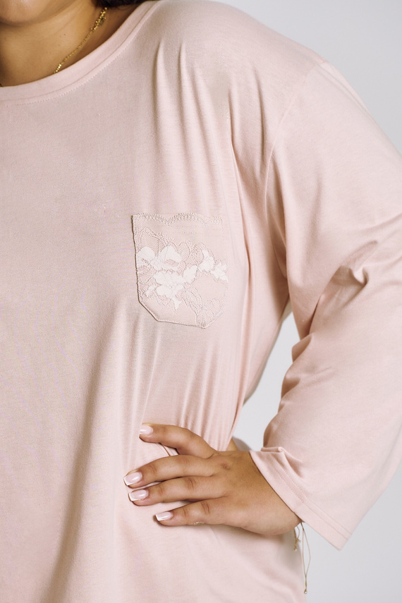 Nori 3468 Taro pigiama donna rosa cotone manica 7/8 confortevole