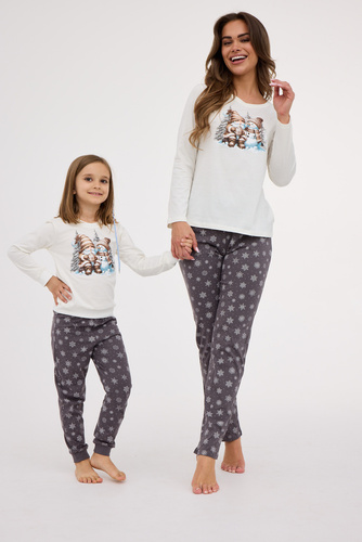 977/190 978/190 Pigiama da bambina Friends Cornette - cotone, manica lunga, tema invernale