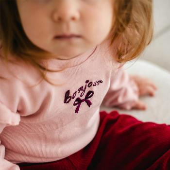 Fluffy Tails Eevi, camicetta a coste per neonati - rosa, con volant sulle spalle