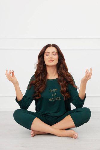 Natura Donna Pigiama 3/4 Moda Italiana - verde