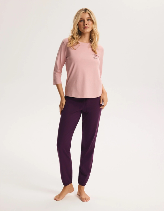 Pigiama donna Henderson Ginger 45415 rosa 100% cotone manica 3/4 pantaloni