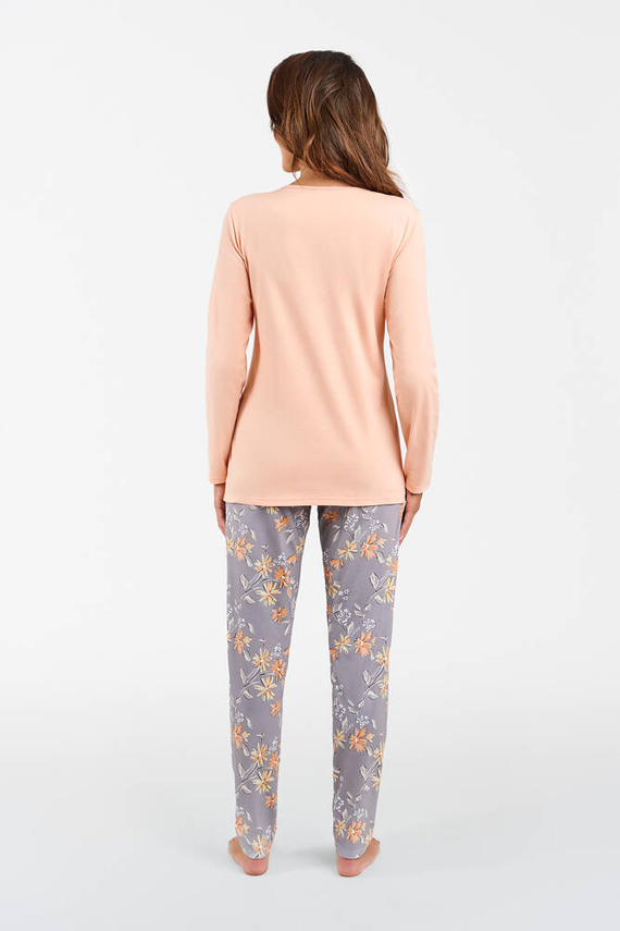 Kasali Pigiama e pantaloni a maniche lunghe da donna Moda italiana - salmone/stampa