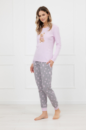 Sara Pigiama da donna Italian Fashion rosa - cotone, manica lunga e pantaloni