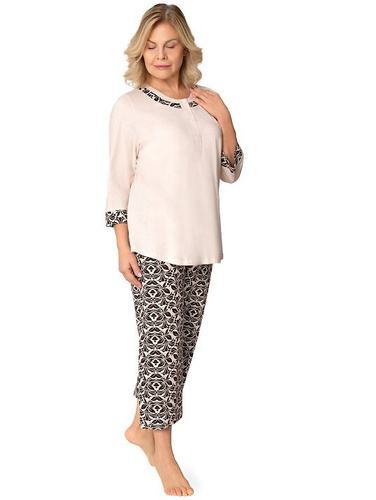 Pigiama donna Martel 272 Teresa II in 100% cotone, manica e pantaloni 7/8 beige
