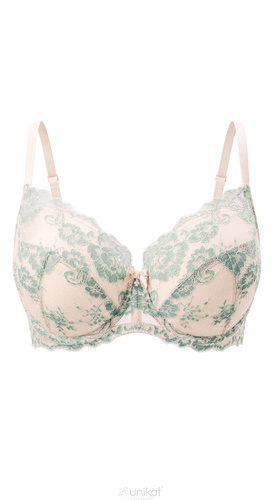 Reggiseno Full Cup Unikat Eloise in pizzo beige-verde per taglie grandi