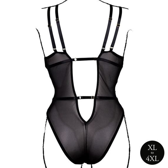 Body AMR006 Amour Le Désir Body in pizzo Plus Size XL-4XL Nero