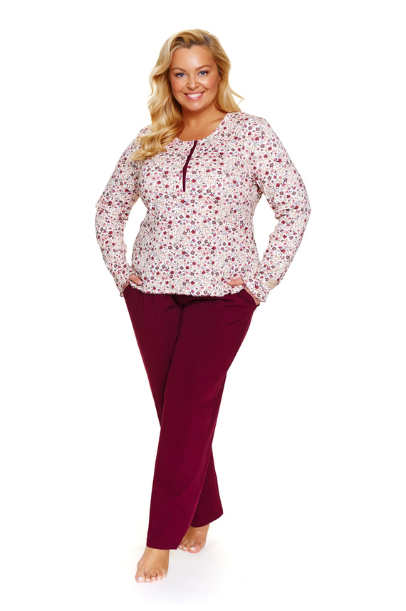 7307 Doctor Nap - Pigiama donna plus size con zip | 95% cotone, produzione polacca - flores