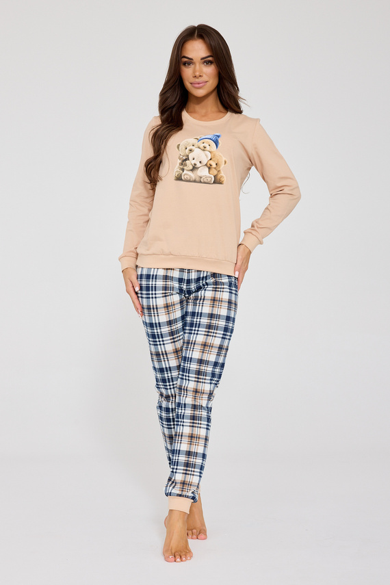 671/425 Pigiama donna Cornette Bears | Cotone, stampa orsetti, pantaloni a quadri