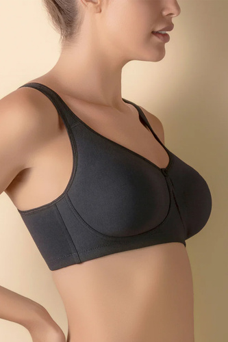 Reggiseno senza ferretto Selene Hellen nero in cotone morbido e comodo