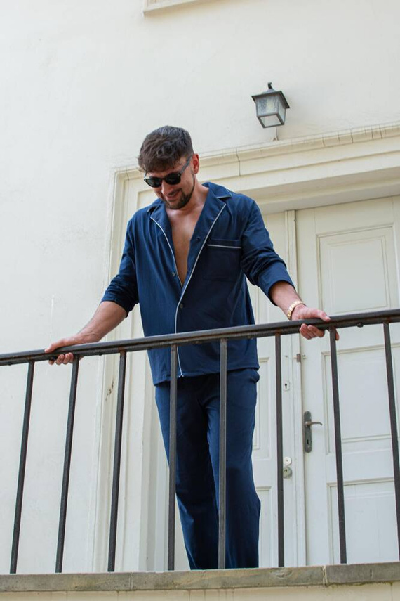 729 Norberto Pigiama da uomo De Lafense - blu navy