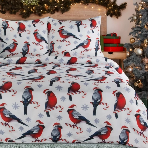 Melody Biancheria da letto natalizia in microfibra Eurofirany rossa decorata con stampa natalizia