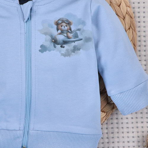 NINI Baby Bear Pilot felpa neonato biologica con zip ABN-5751/BLE