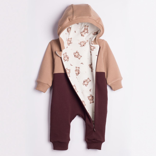 227272 Nicol BENEK Pagliaccetto con fodera orsetti + scarpine primi passi marrone