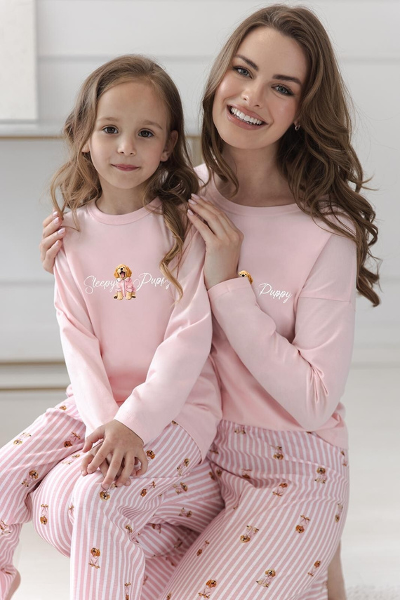 Pigiama donna Taro Nola 3623 rosa 100% cotone manica lunga con cani