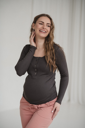 Tummy Milk&Love maglia premaman e allattamento in viscosa graphite