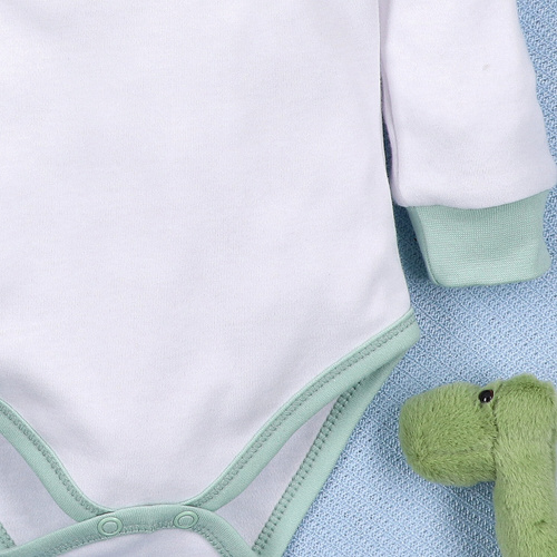 ABN-5565 Body Dino Explorer in cotone biologico Nini bianco- cotone biologico, manica lunga