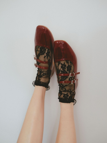 Calze I1100 Ismena Fiore – Calze in pizzo con motivo floreale, rouches, eleganti