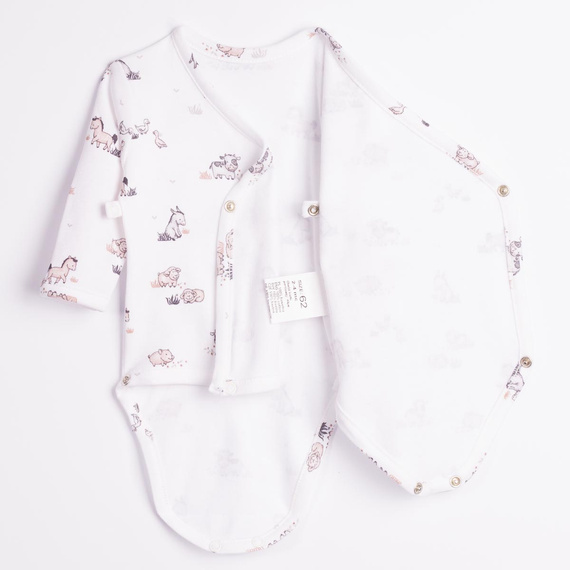 228094 Nicol FARMA Body neonatale a portafoglio in cotone con animali