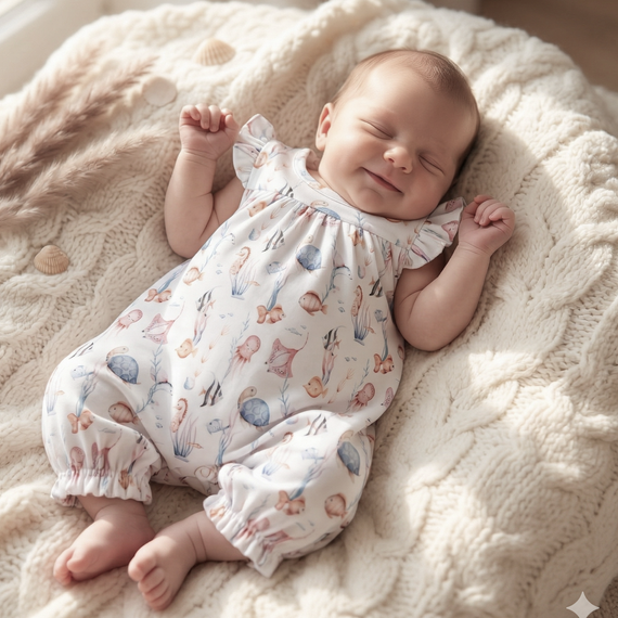 ABN-5481 Tutina per neonato Nini - cotone biologico, manica corta