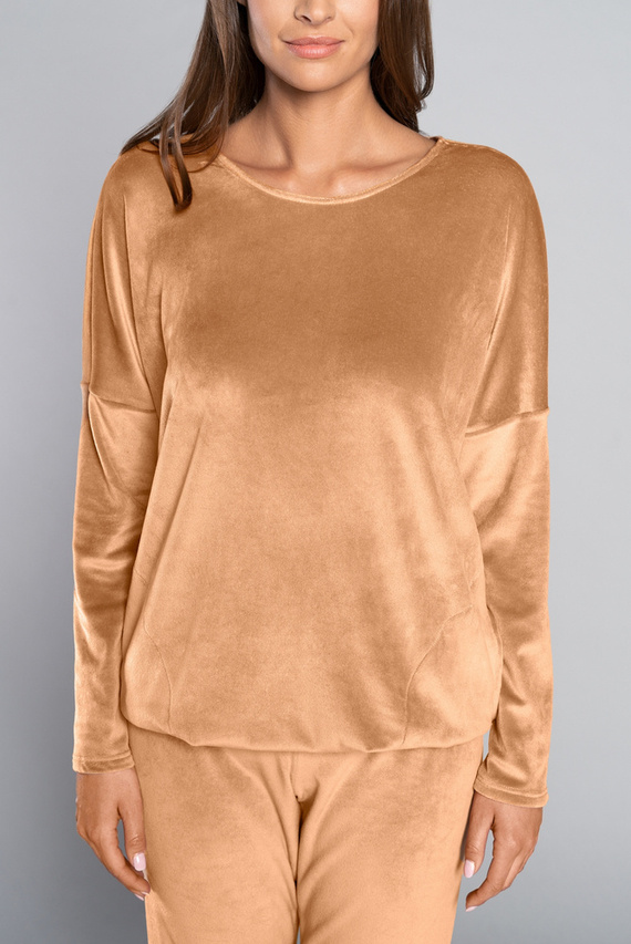 Set lungo da donna Juga. manica, lunghezza. pantaloni cammello della moda italiana