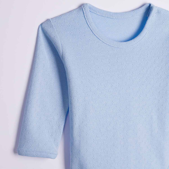 224046 Nicol Body neonato manica lunga 100% cotone traforato blu