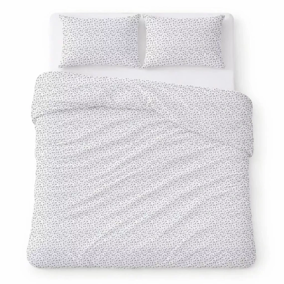 Completo biancheria letto cotone crepe traspirante facile cura white with gray flowers