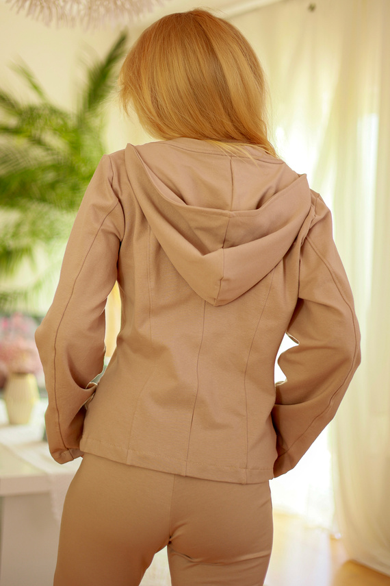 Adela - giacca con cappuccio da donna, 95% cotone 5% elastan | marca polacca Mirale - beige
