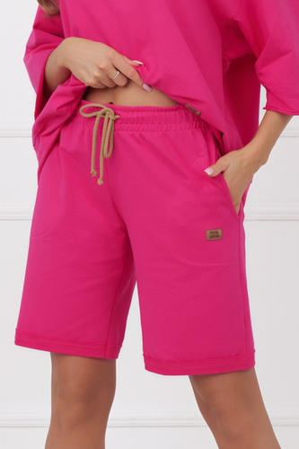 Pantaloncini donna Kaori Italian Fashion in cotone con tasche - fucsia