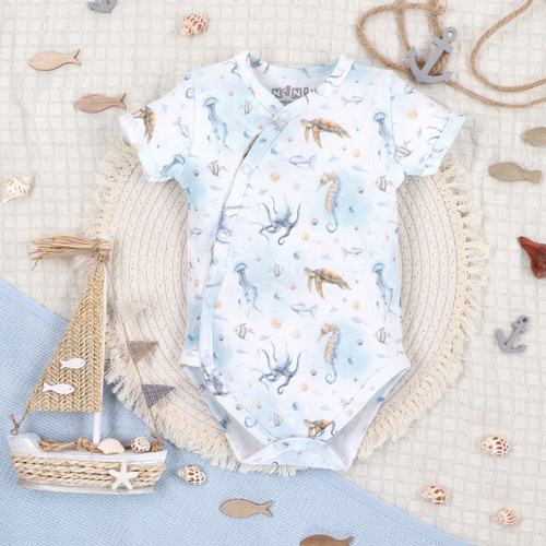 ABN-5443 Sea Of Joy Nini, body a manica corta - cotone biologico, per neonati