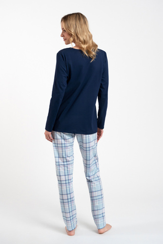 Emilly Pigiama a maniche lunghe e pantaloni sbottonati da donna Moda italiana -granato/stampa