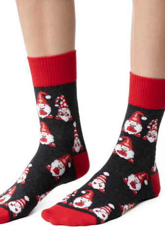 ARTE.136 Calze natalizie da donna Steven graphite melange 149- cotone, calde, modello invernale