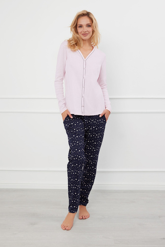 Libra Pigiama donna manica lunga e pantaloni Moda italiana - rosa/stampa