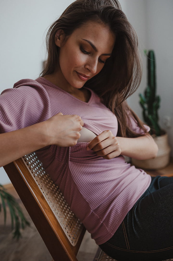 Maglia premaman e allattamento Milk&Love Milky Puff costina maniche buf
