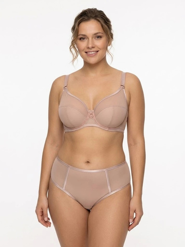 Biustonosz semi soft Azal Zoja beige, półusztywniany, z mikrofibry i siateczki