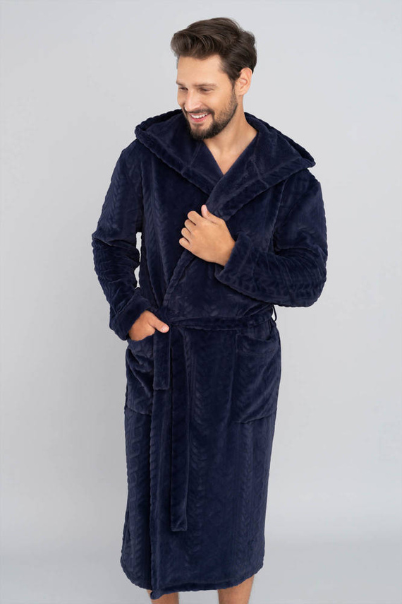 Zygmunt Accappatoio da uomo con cappuccio Moda italiana - blu navy
