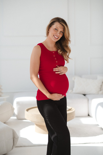 Top gravidanza e allattamento Tummy Milk&Love cotone a coste red