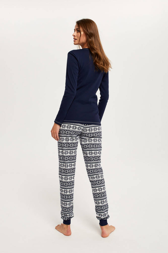 Arktyka Pigiama donna manica lunga, pantaloni lunghi Moda italiana - blu navy/stampa