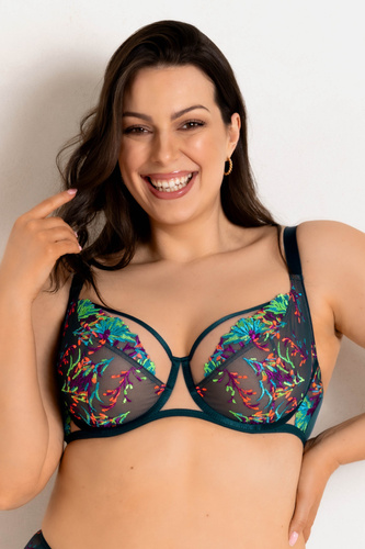 19233 Illusion Soft Mediolano - reggiseno morbido con ricami colorati, rete trasparente